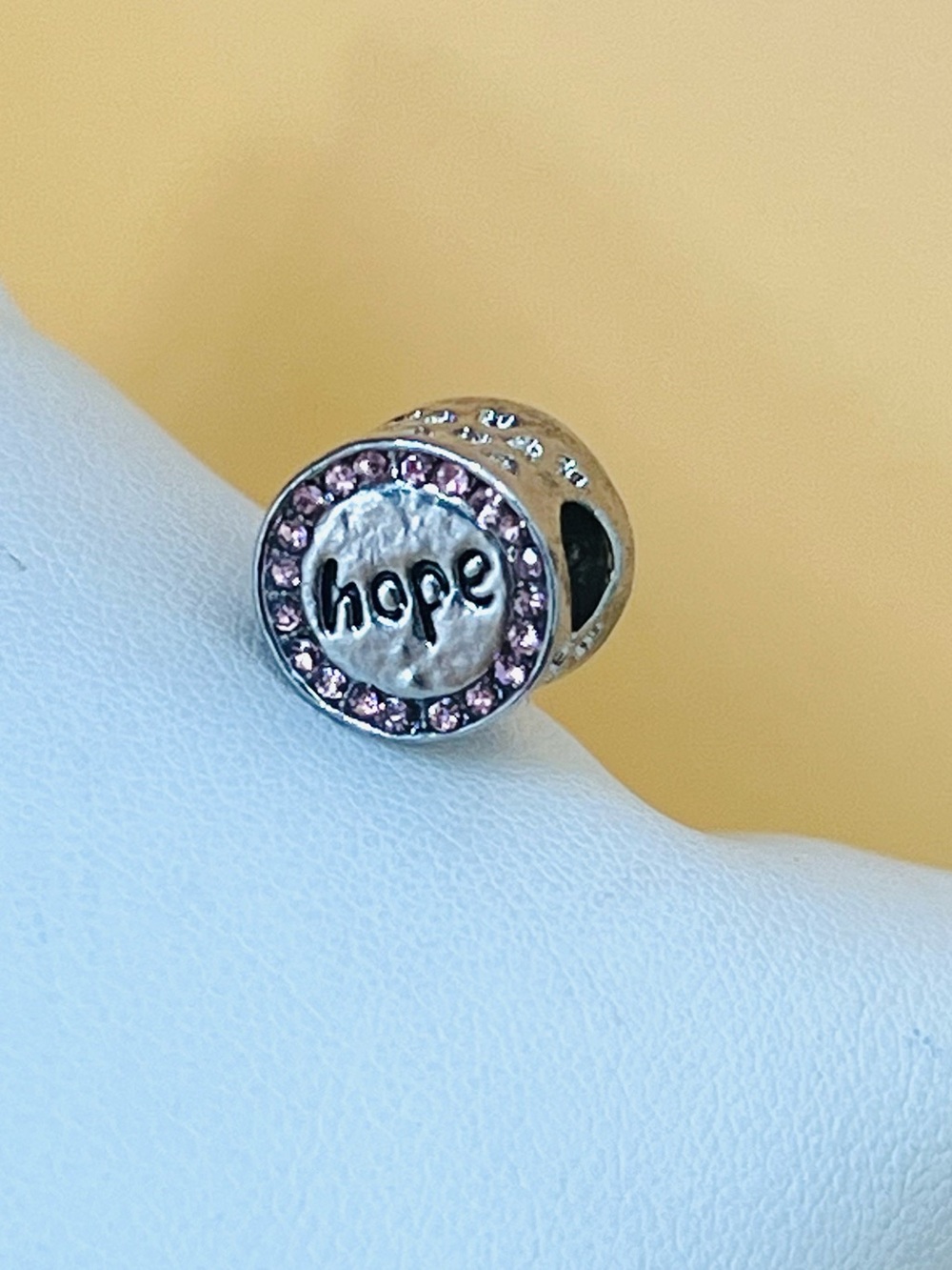 Silver plated paved crystal HOPE  bracelet charm